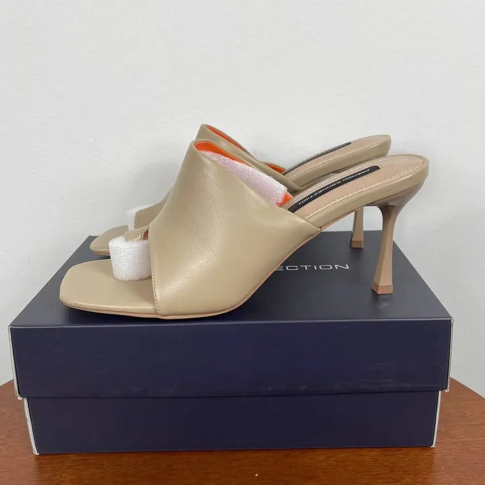 New French Connection Kelly Toe Loop High Heel Sandals in Nude Women's Size 9.5